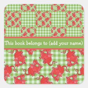 Fun Bookplate to Personalize: Cute Red Dragons