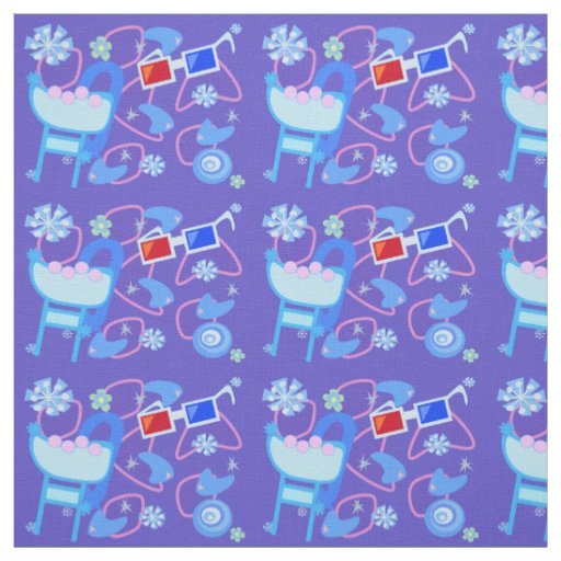 Fun Boomerangs 3-D Glasses Fifties Retro Pattern Fabric