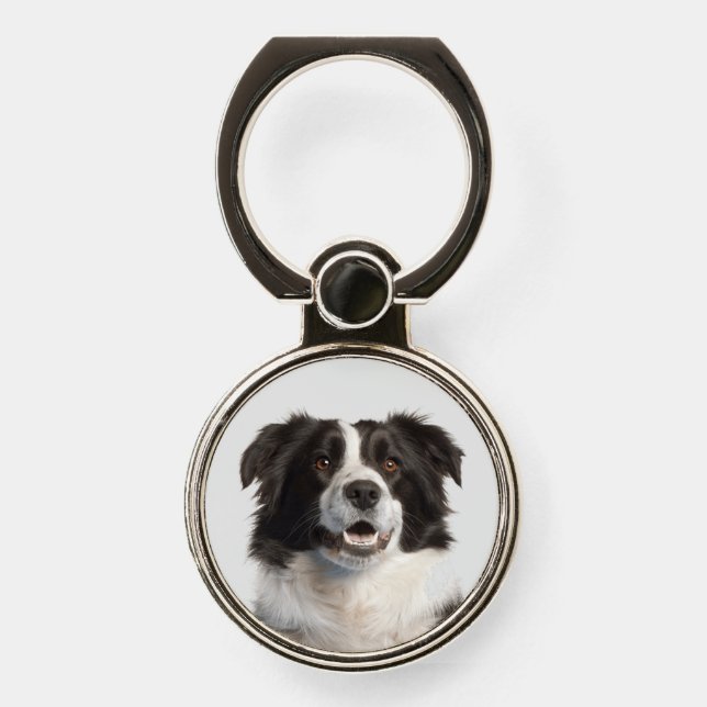 Fun Border Collie Dog Pet Animal Phone Ring Stand (Front)