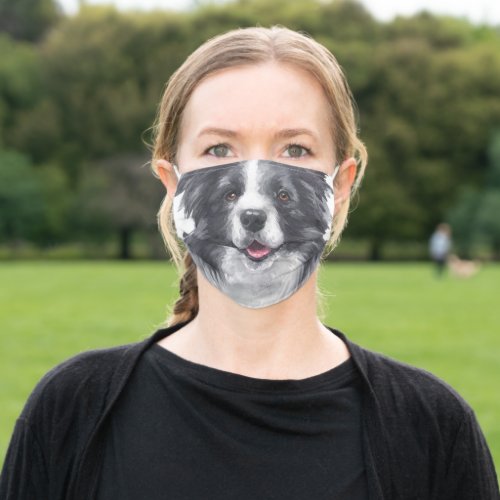 Fun Border Collie Face Personalized Adult Cloth Face Mask
