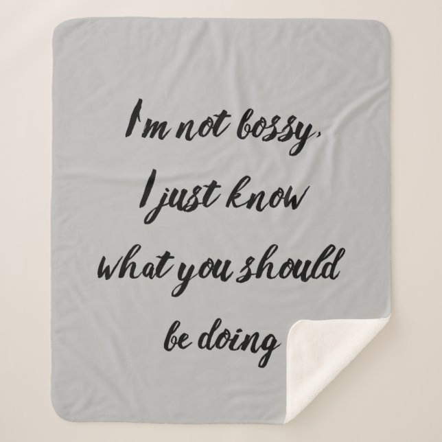 Fun Bossy Boss Quote Saying Sherpa Blanket (Front)