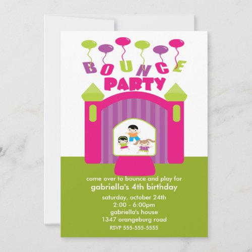 Fun Bounce House Birthday Party Invitation
