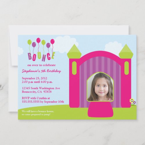 Fun bounce house birthday party photo invitation
