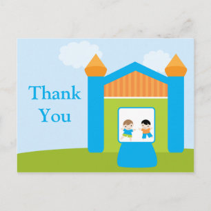 Fun bounce house boys thank you postcard