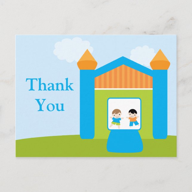 Fun bounce house boys thank you postcard (Front)