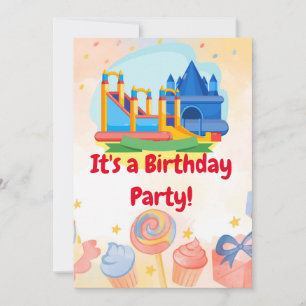 Fun Bouncy Castle Adventure Park Birthday Party Invitation