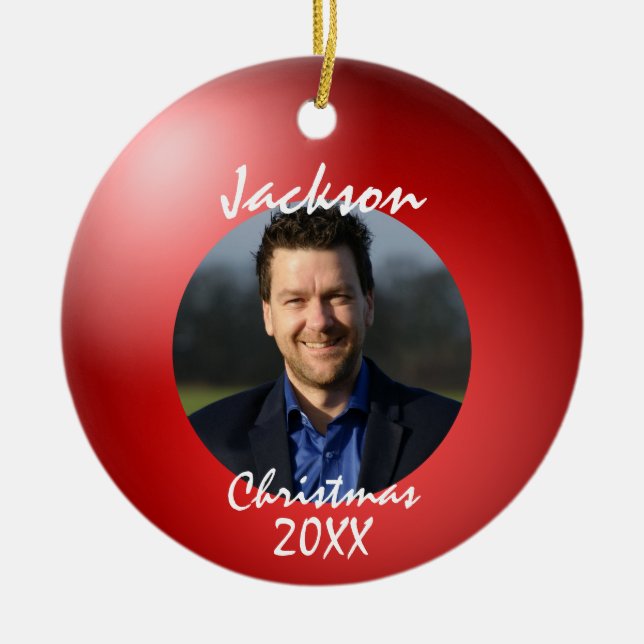 Fun Bowling Ball Christmas Ceramic Ornament (Front)