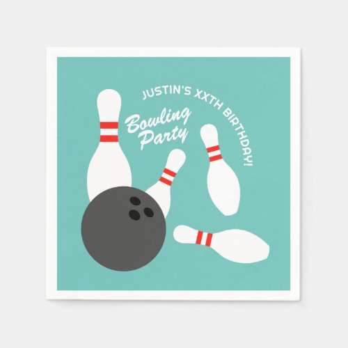 Fun bowling Birthday party theme paper napkins