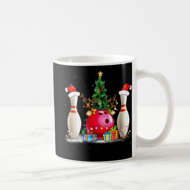 Fun Bowling Christmas Santa Hat Xmas Bowling Lover Coffee Mug (Right)