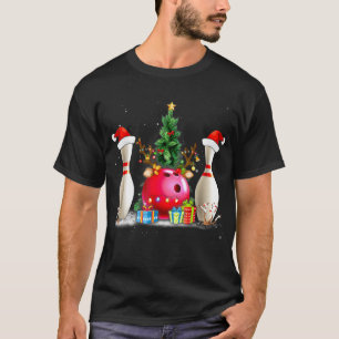 Fun Bowling Christmas Santa Hat Xmas Bowling Lover T-Shirt