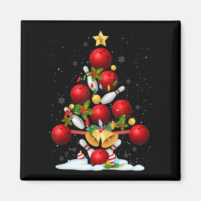 Fun Bowling Christmas Tree Lights Xmas Gifts For M Magnet (Front)