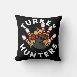 Fun Bowling For Kids or Adults Turkey Hunters Throw Pillow