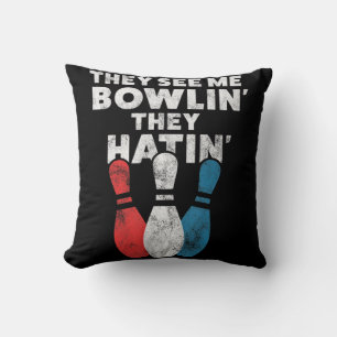 Fun Bowling Gift  For Men Women Or Dad Throw Pillow