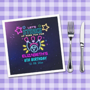 Fun Bowling Neon  Birthday Girl Napkins