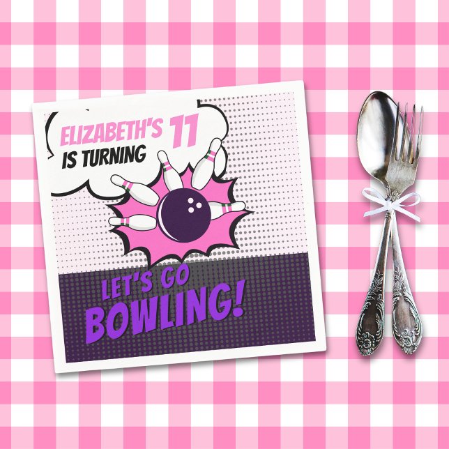 Fun Bowling-Style Birthday Girls Napkins (Creator Uploaded)