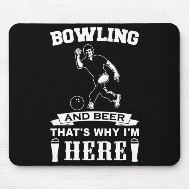 Fun Bowling Team  Dad Gift Bowling and Beer  Mouse Pad (Front)
