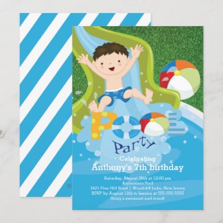 Fun Boy Pool Birthday Party Invitation