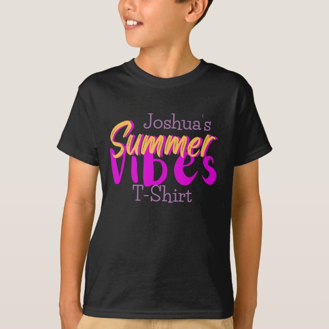 Fun Boy’s Text Summer Vibes  T-Shirt (Front)
