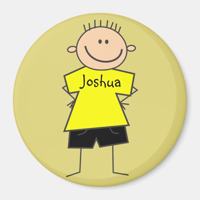 Fun Boy Stick Figure Personalized Magnet (Front)
