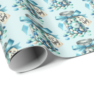Fun boys candy buffet baby shower tiled wrapping paper