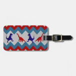 Fun Boys Dinosaurs Red Blue Chevron Pattern Luggage Tag at Zazzle