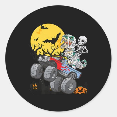 Fun Boys Halloween Monster Truck Pumpkin Mommy Din Classic Round Sticker