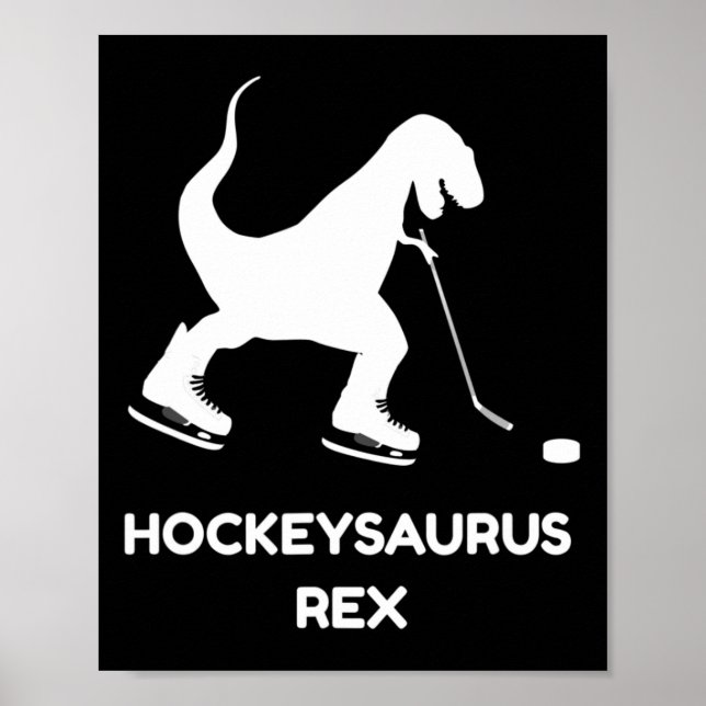 Fun Boys Ice Hockey T Rex Dinosaur  Poster (Front)