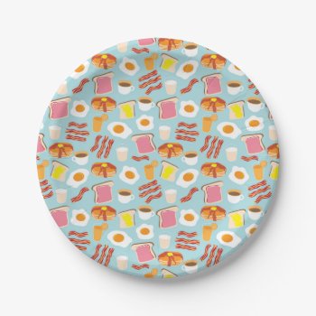 Fun Breakfast Brunch Party Pattern Paper Plates by funkypatterns at Zazzle