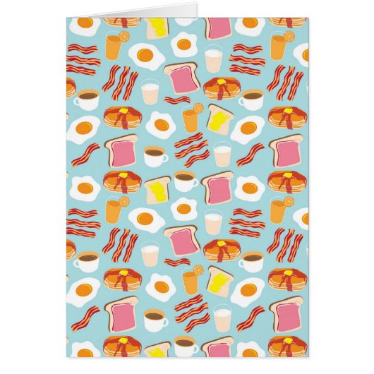 Fun Breakfast Food Illustrations Pattern Cards (Front)