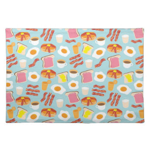 Fun Breakfast Food Illustrations Pattern Cloth Placemat
