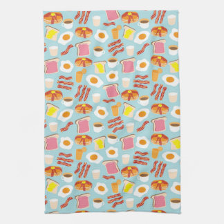 Fun Breakfast Food Illustrations Pattern Kitchen Towel