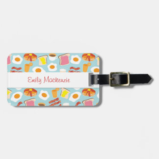 Fun Breakfast Food Illustrations Pattern Luggage Tag
