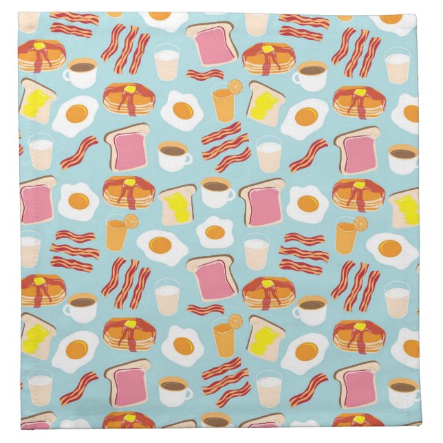 Fun Breakfast Food Illustrations Pattern Napkin (Front)