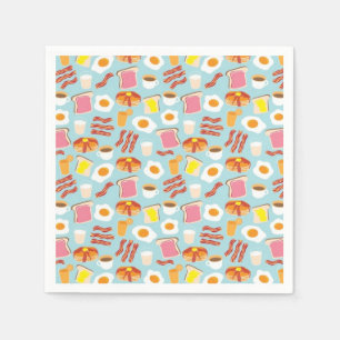 Fun Breakfast Food Illustrations Pattern Napkins