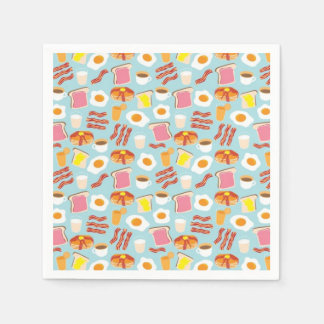 Fun Breakfast Food Illustrations Pattern Napkins