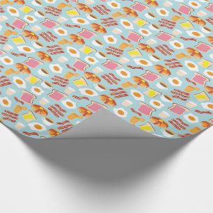 Fun Breakfast Food Illustrations Pattern Wrapping Paper