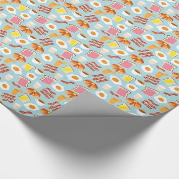 Fun Breakfast Food Illustrations Pattern Wrapping Paper by funkypatterns at Zazzle