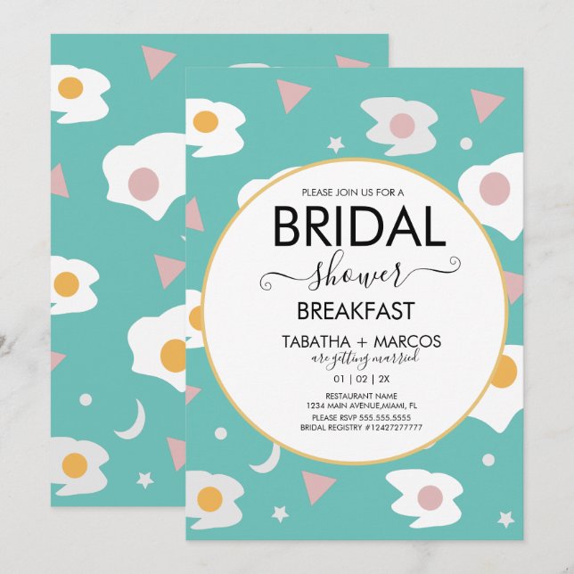 Fun Bridal Shower Breakfast Eggs Brunch Invitation (Front/Back)