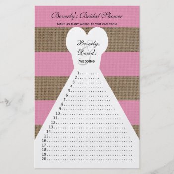 Fun Bridal Shower Word Games -- Pink Flyer by henishouseofpaper at Zazzle