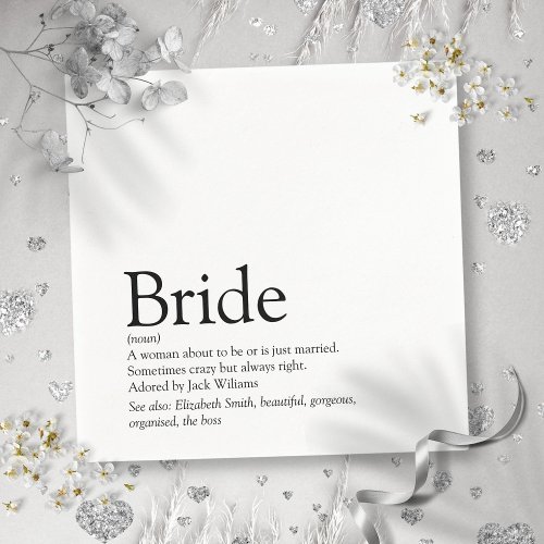 Fun Bride Definition Bridal Shower Modern Napkins
