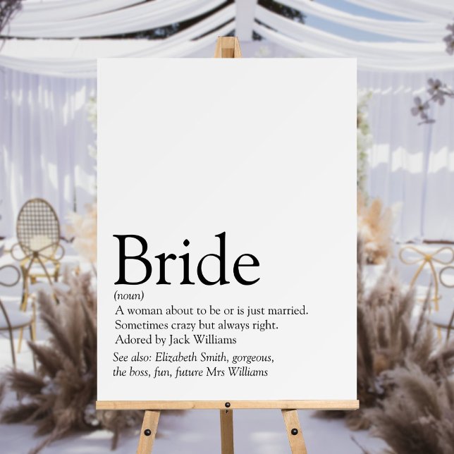 Fun Bride Definition Bridal Shower Sign (Fun Bride Definition Bridal Shower Sign)
