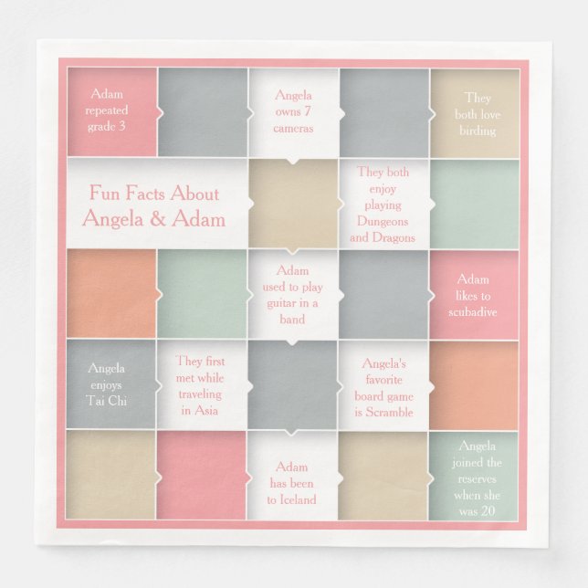 Fun Bride Groom Infographic Personalized Wedding Paper Dinner Napkins (Front)