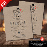 Fun Bride Groom Rustic Wedding Invite Handdrawn at Zazzle