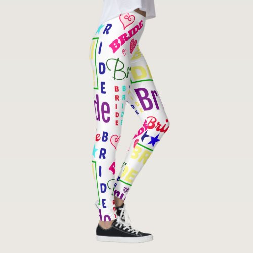 Fun Bride in Different Colors and Fonts Leggings