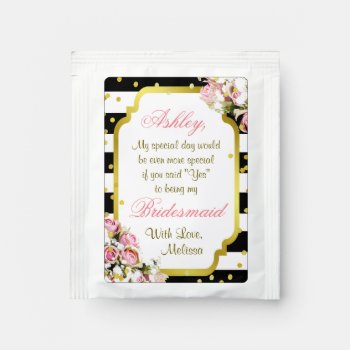 Fun Bridesmaid Glitter  Flower Hidden Message Jigs Tea Bag Drink Mix by GlitterInvitations at Zazzle
