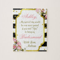 Fun Bridesmaid Glitter  Flower Hidden Message Jigsaw Puzzle