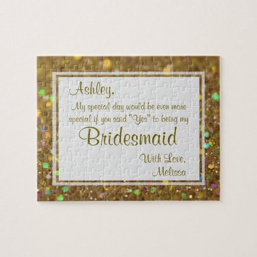 Fun Bridesmaid Glitter Glam Jigsaw Puzzle