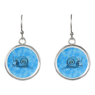 Fun Bright Aqua Blue Cartoon Type Snail Earrings
