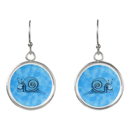 Fun Bright Aqua Blue Cartoon Type Snail Earrings