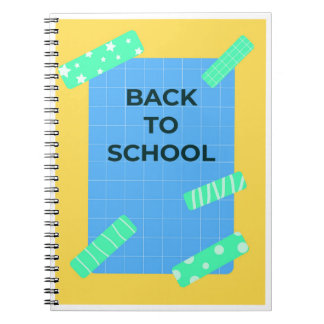 Fun Bright Back to School Grid Design with Decorat Notebook